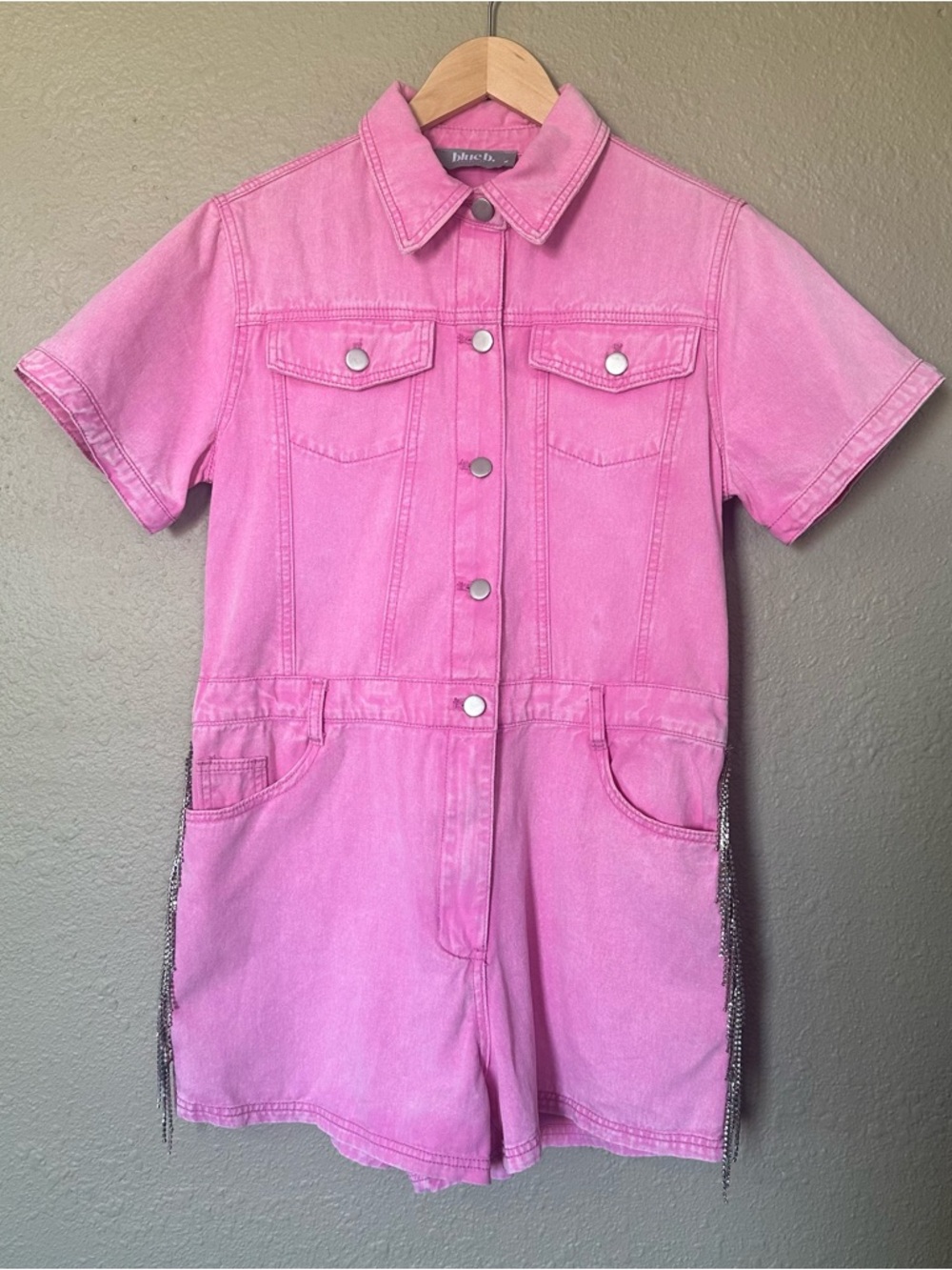 Pink Denim Short Romper - Unbranded